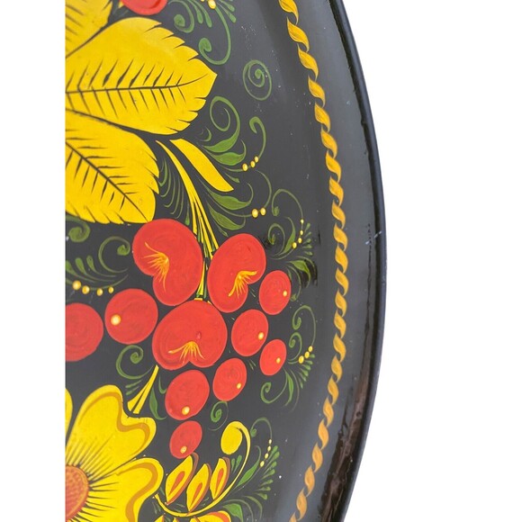 VTG Beautiful Hand Painted Russian "Lipetsk Designs" Cold Food Tray Plate - Picture 5 of 8